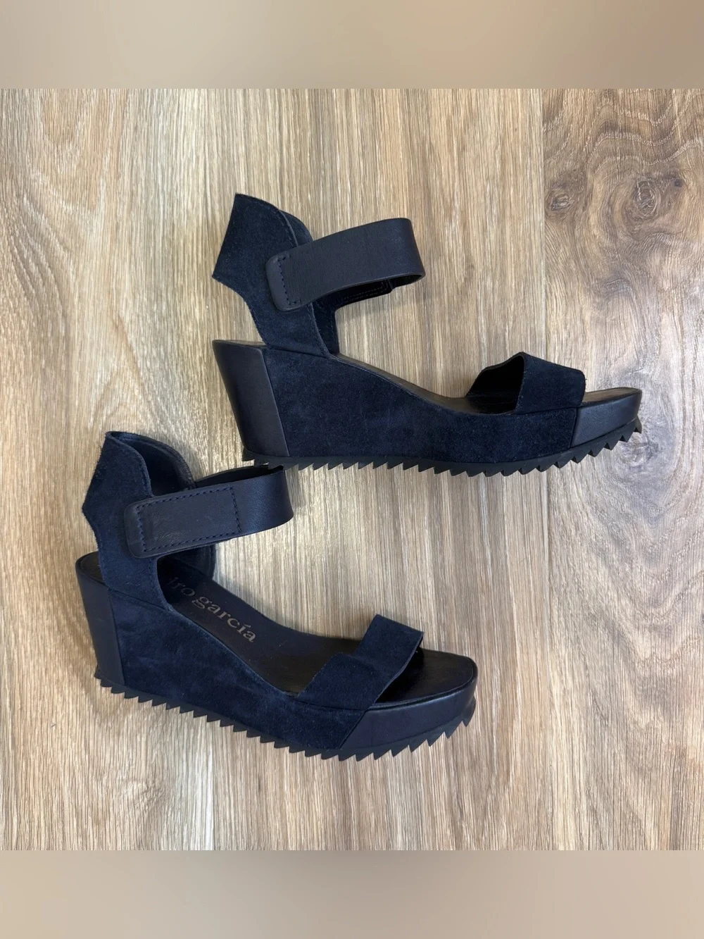 Pedro García Navy Suede Platform Wedge Sandals EU 37 US 6.5
